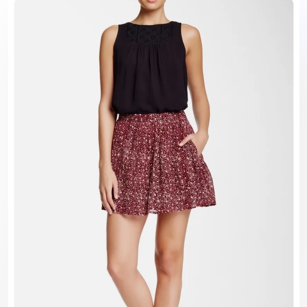 Lucky Brand Pintucked Floral Flirty Skirt NWOT